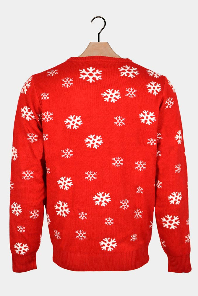 Santa and Reindeer Greeting Red Men's Christmas Jumper