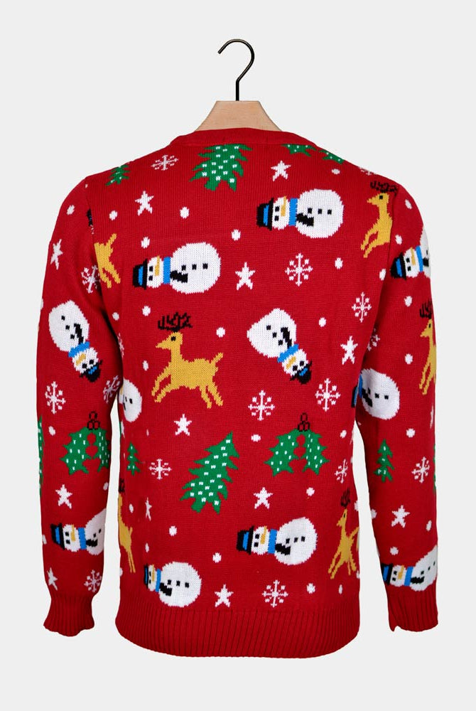 Santa, Trees and Snowmens Red Couple's Christmas Jumper