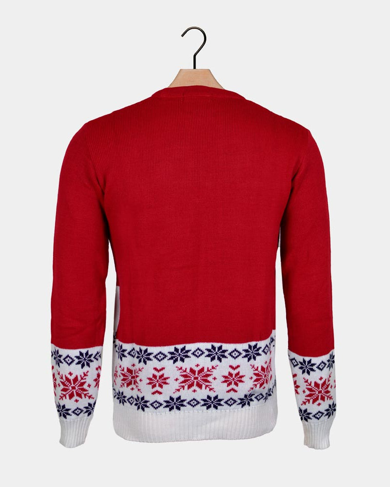 Red Men's Christmas Jumper Skating Reindeer