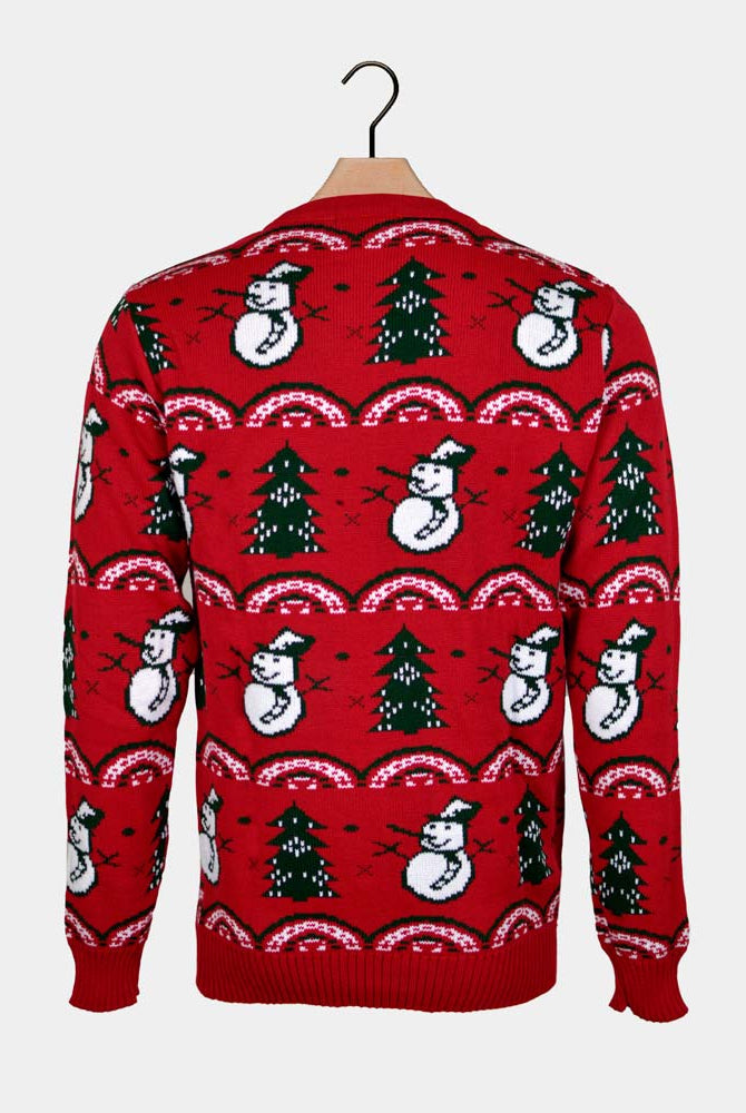 Red Couple's Christmas Jumper Trees Snowmens