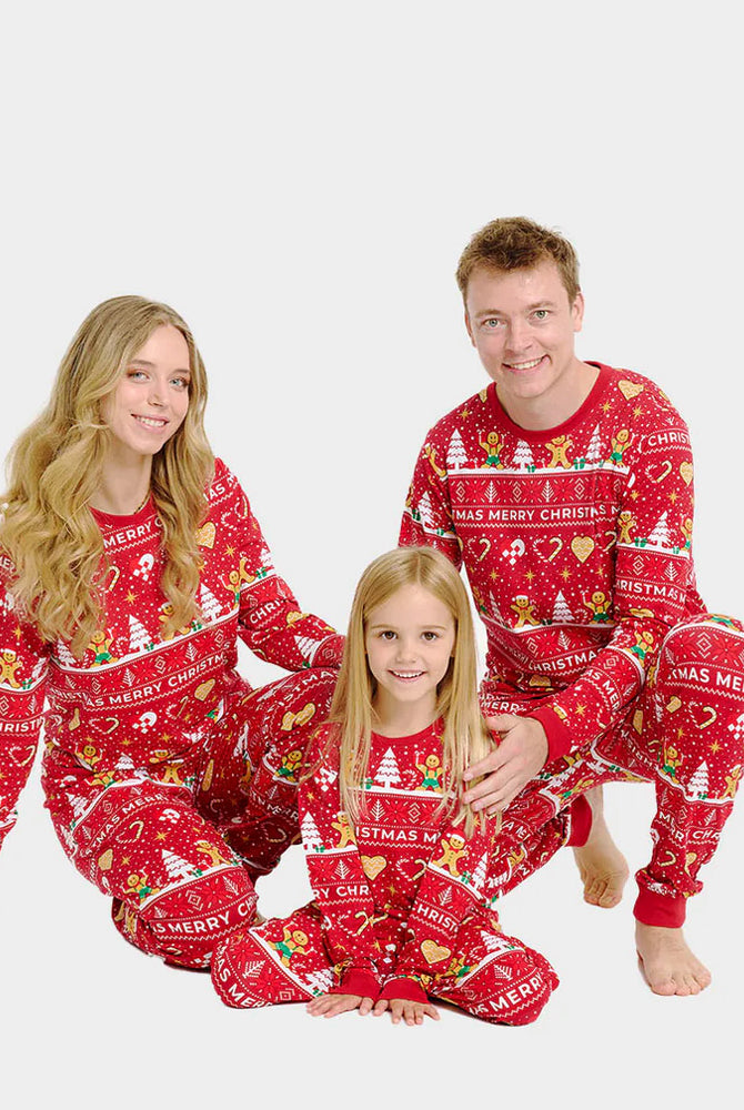 Red Christmas Pyjama for Children Gingercookies Family
