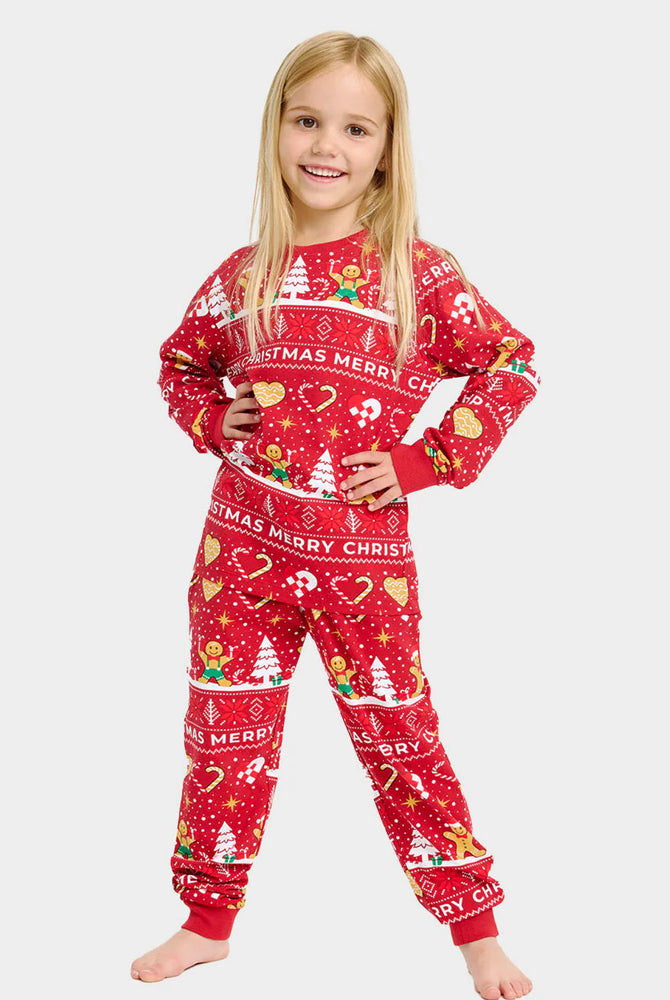 Red Christmas Pyjama for Children Gingercookies Girl