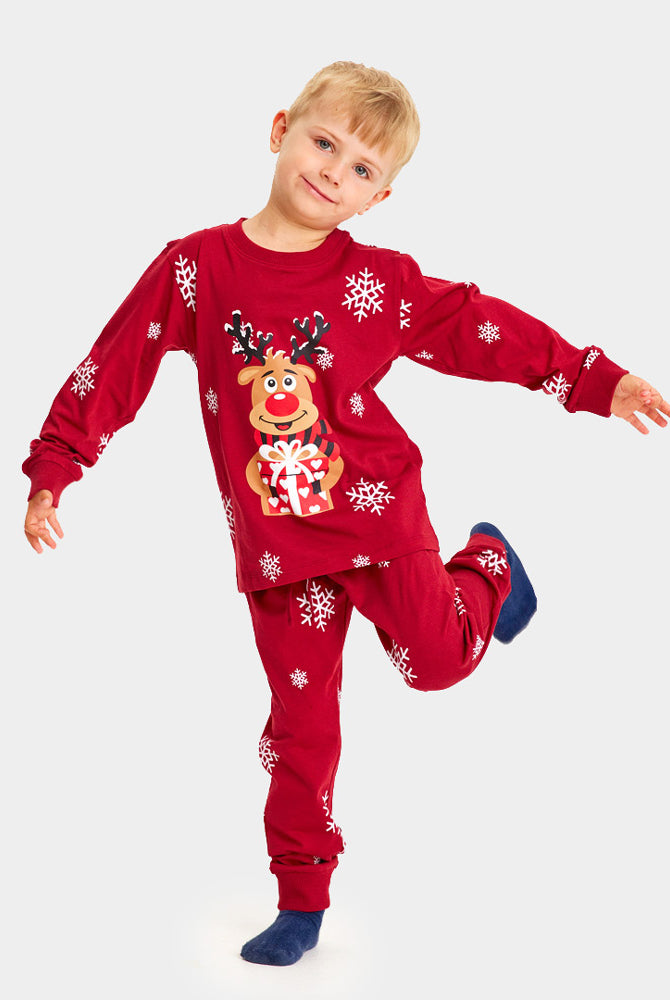 Red Christmas Pyjama for Children with Rudolph the Reindeer