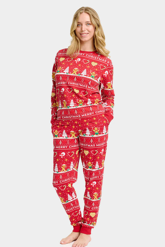 Red Christmas Pyjama for Family Gingercookies Women