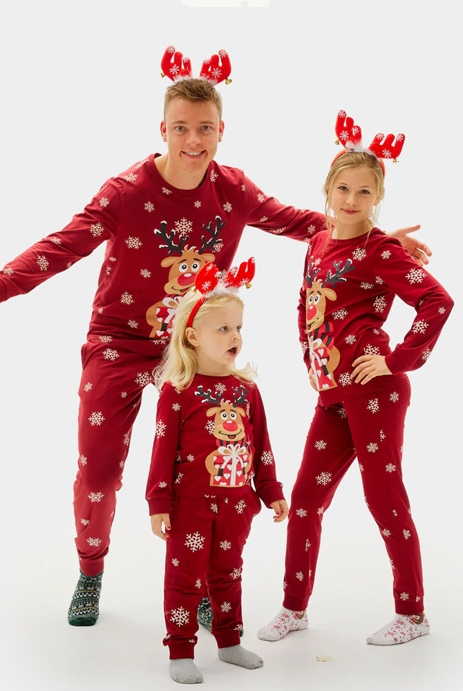 Red Christmas Pyjama for Family with Rudolph the Reindeer