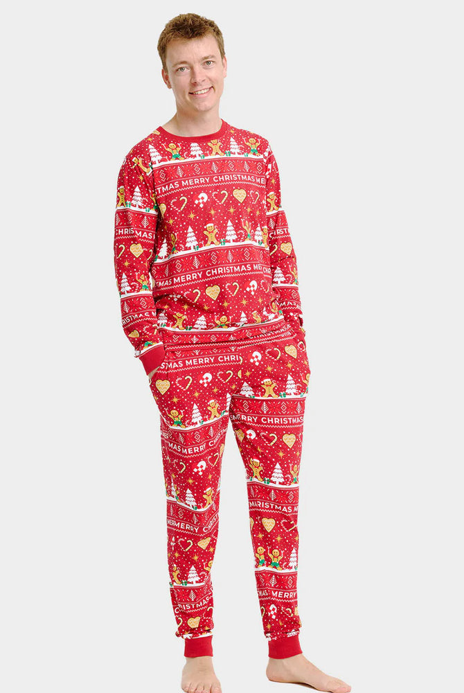 Red Christmas Pyjama for Men Gingercookies