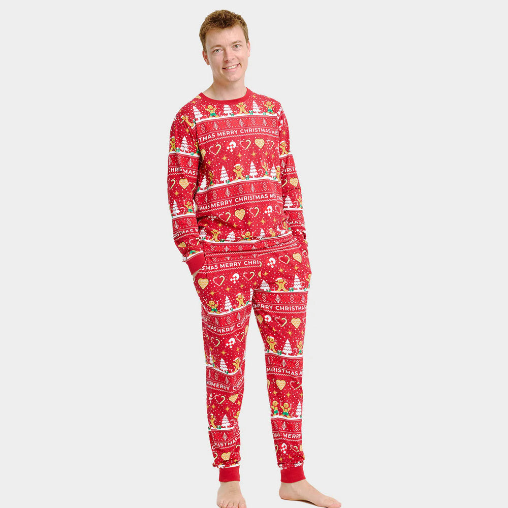 Red Christmas Pyjama for Men Gingercookies