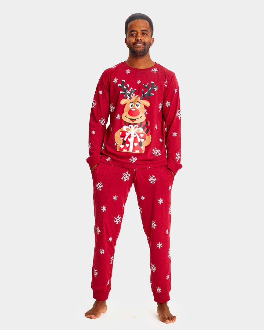 Red Christmas Pyjama for Men with Rudolph the Reindeer