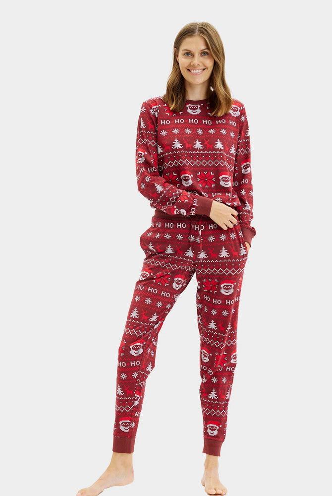 Red Christmas Pyjama for Women Ho Ho Ho Men