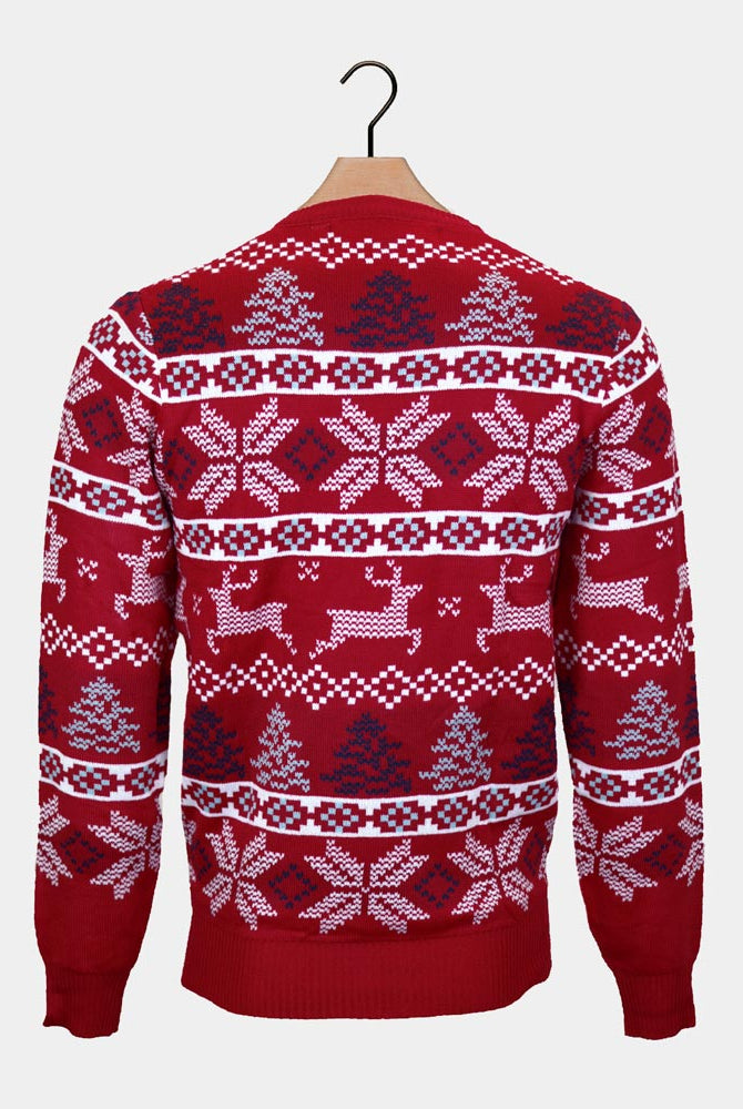 Classic Red Family Christmas Jumper with Polar Stars Back