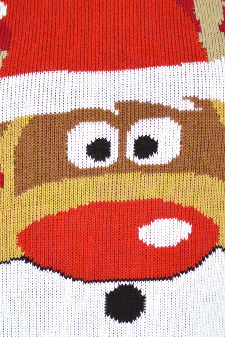 detail Red Couple's Christmas Jumper with Reindeer