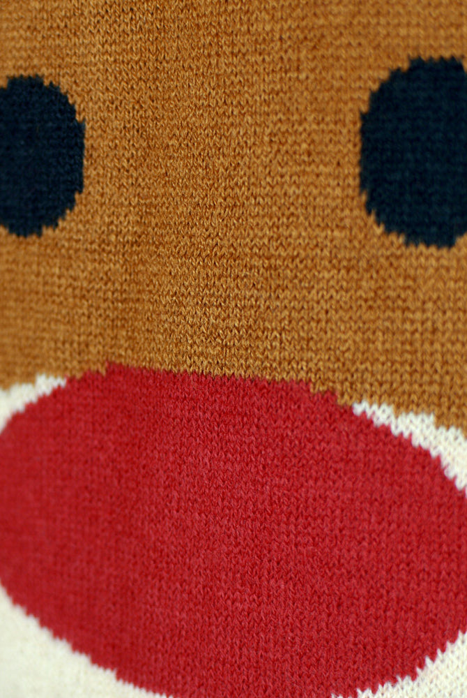detail Red Couple's Christmas Jumper with Rudolph the Reindeer