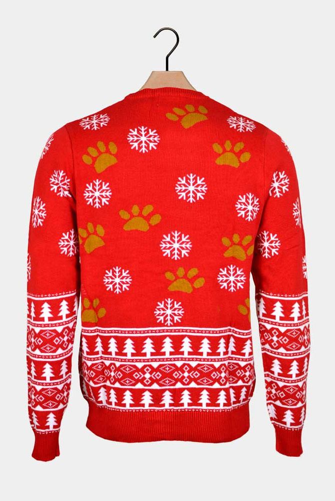 Back Red Family Christmas Jumper with Puppy