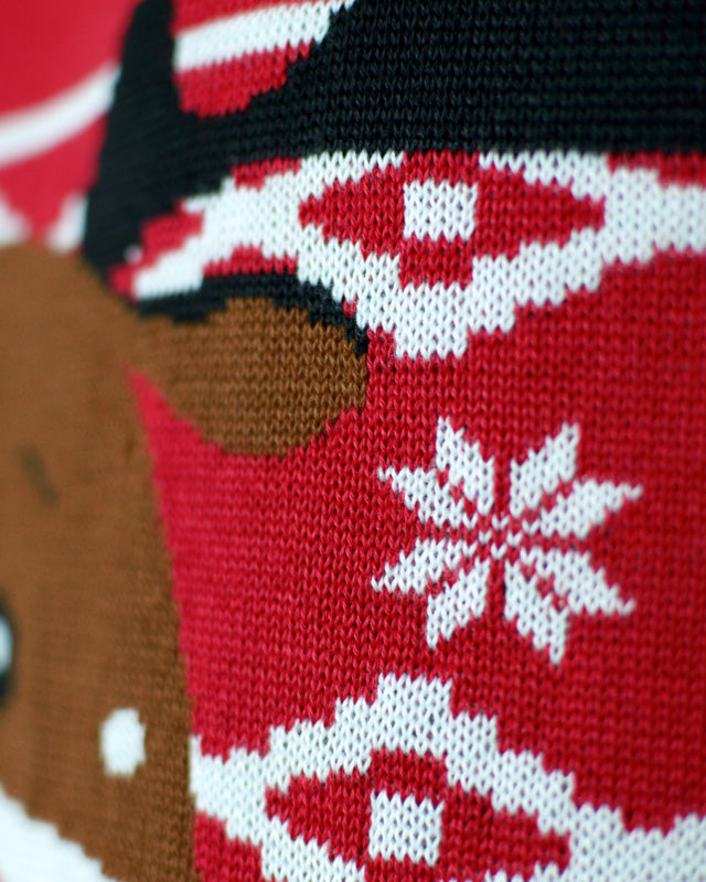 Red Family Christmas Jumper with Rudolph the Happy Reindeer detail 2