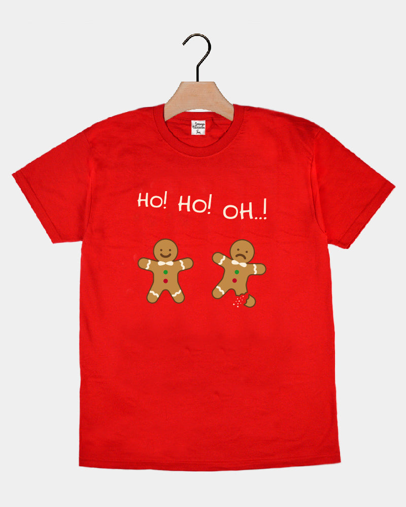 Red Family Christmas T-Shirt with Gingerbreads