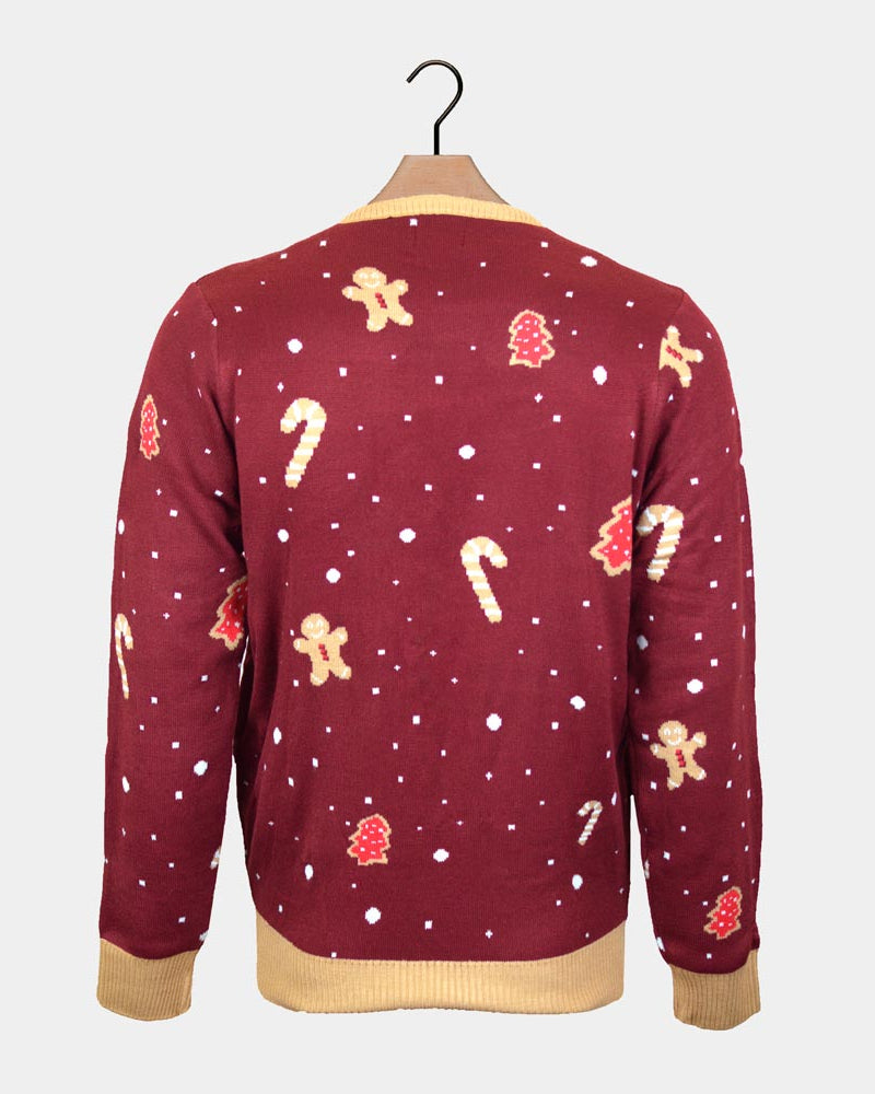 Red LED light-up Family Christmas Jumper with Ginger Cookie back