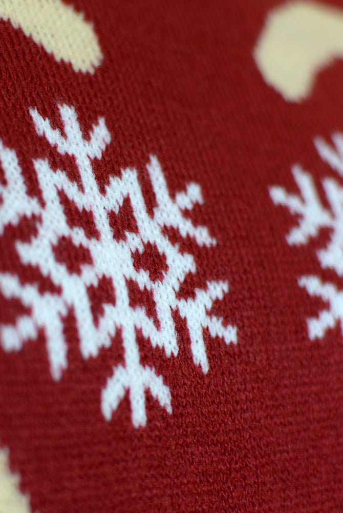 Red Men's Christmas Jumper with Rudolph the Reindeer detail