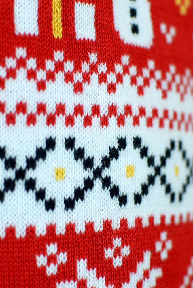 Red Snowmen Organic Cotton Womens Christmas Jumper and Trees