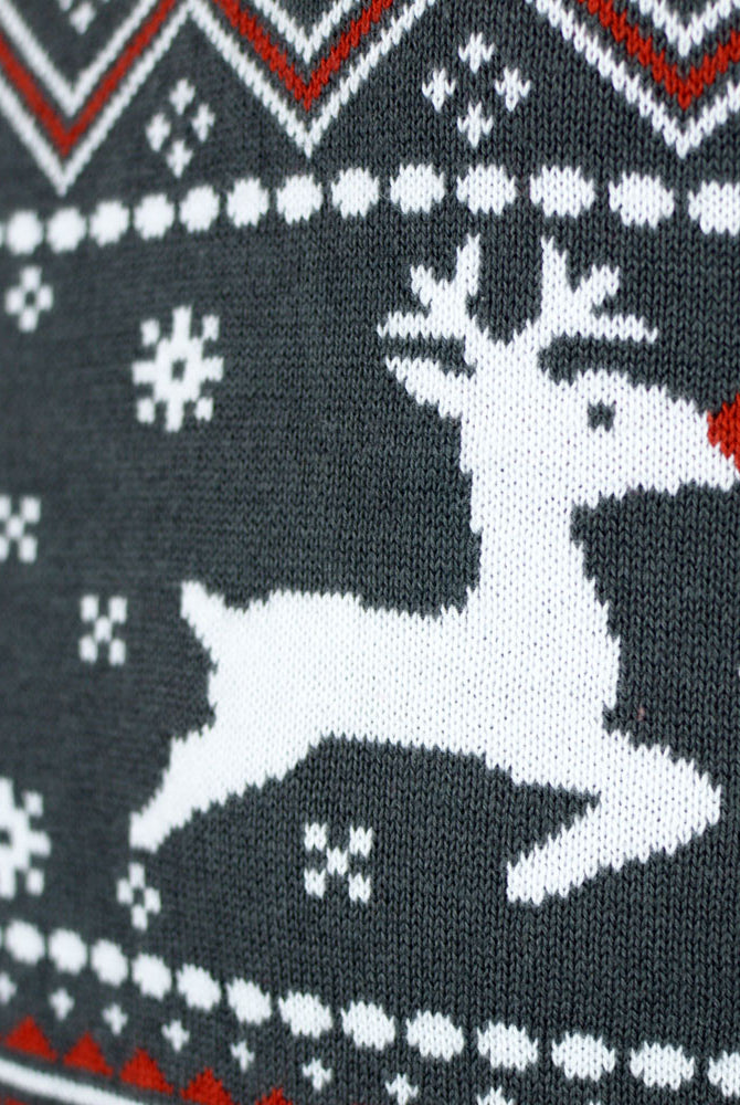 Reindeers Turtleneck Organic Cotton Couples Grey Christmas Jumper