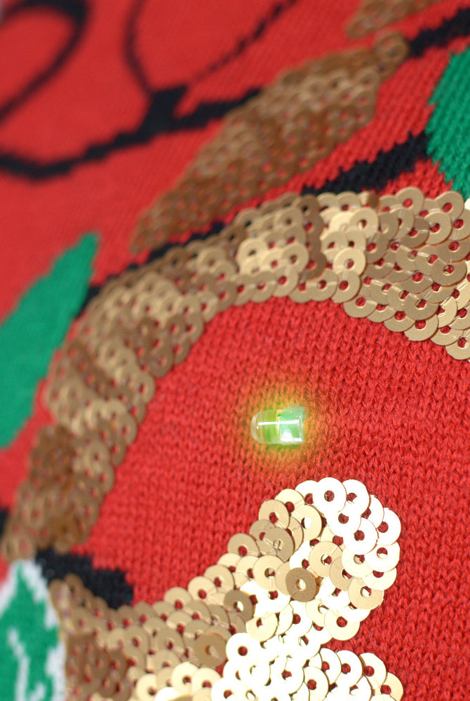 Sparkling LED light-up Couples Christmas Jumper Sequin Reindeer