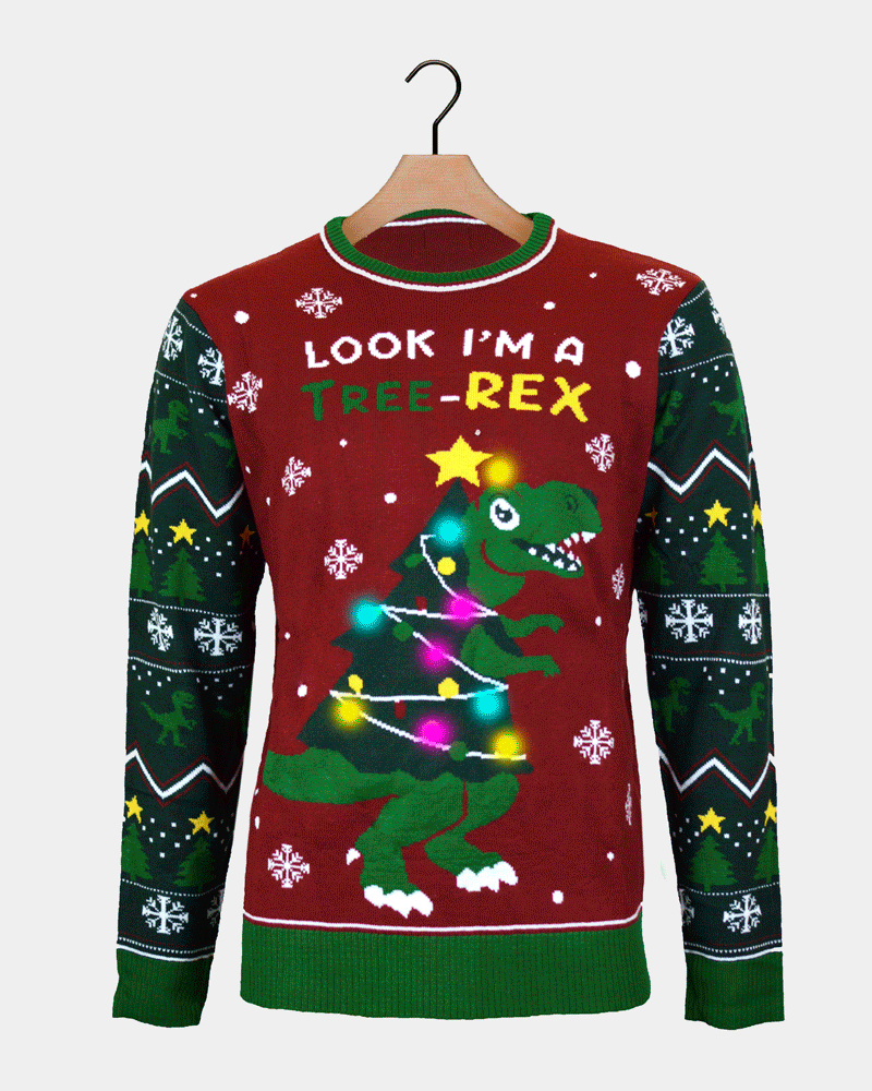 Tree-Rex LED light-up Christmas Jumper Couple