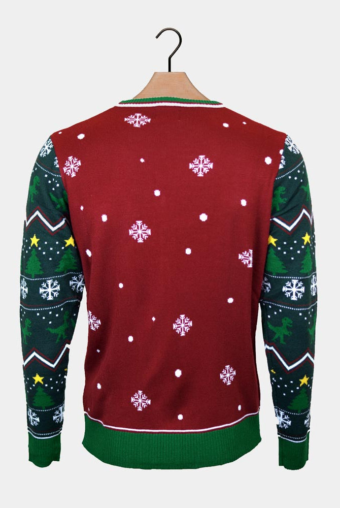Tree-Rex Mens LED light-up Christmas Jumper