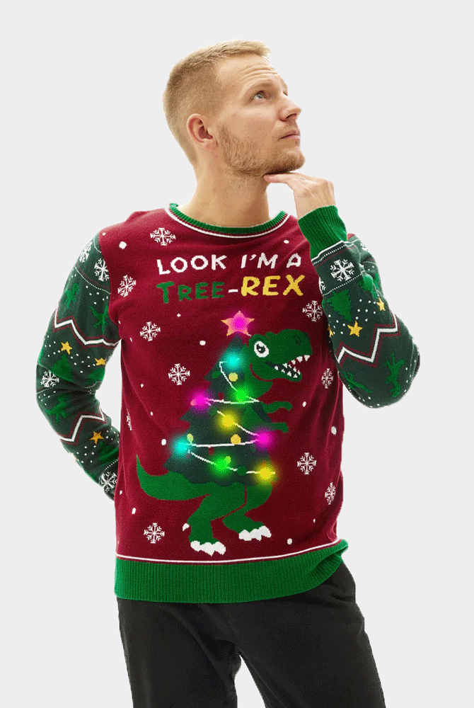 Tree-Rex LED light-up Men's Christmas Jumper
