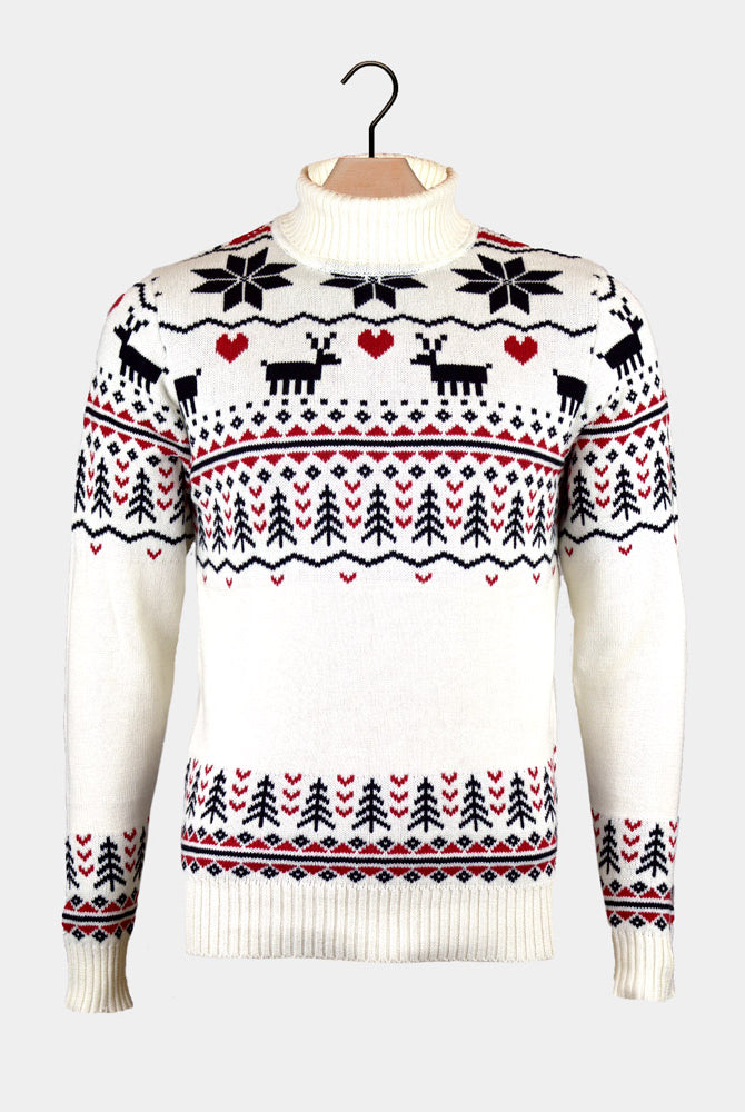 Turtleneck Beige Organic Classy Cotton Mens Christmas Jumper