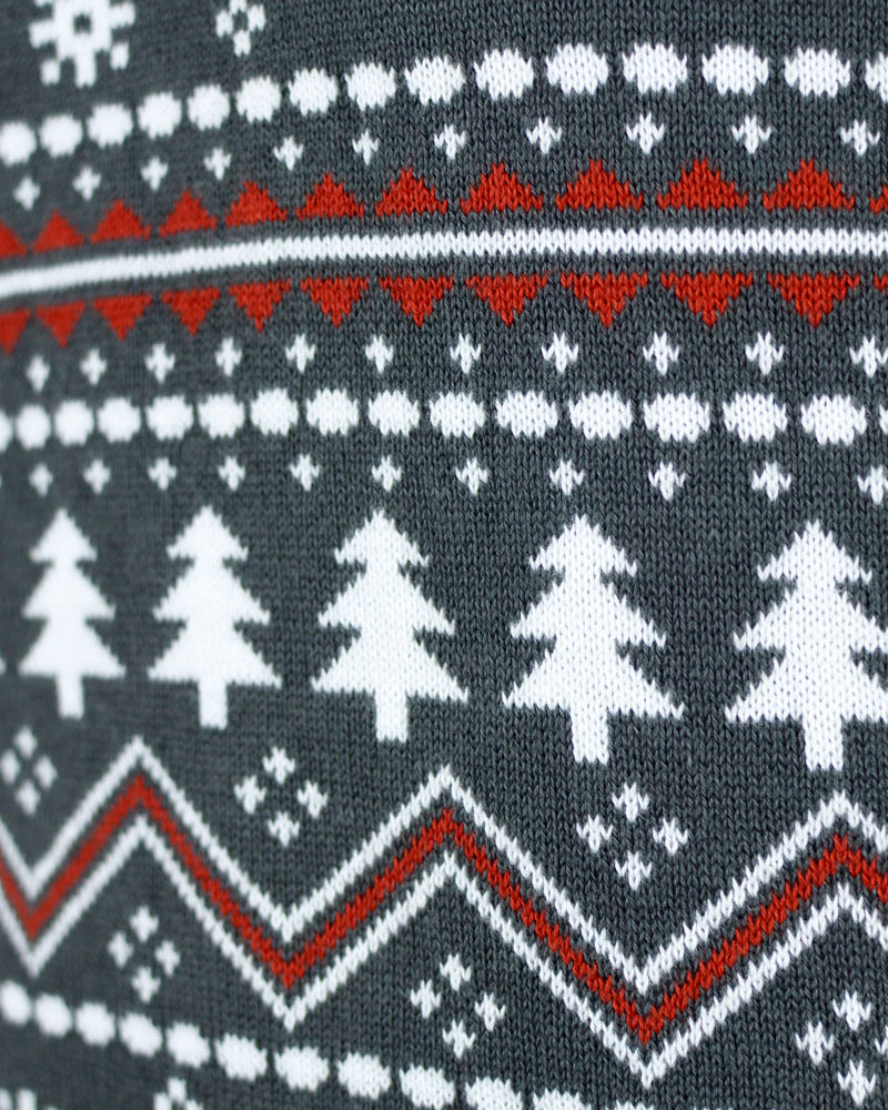 Turtleneck Organic Cotton Womens Christmas Jumper Reindeers Grey