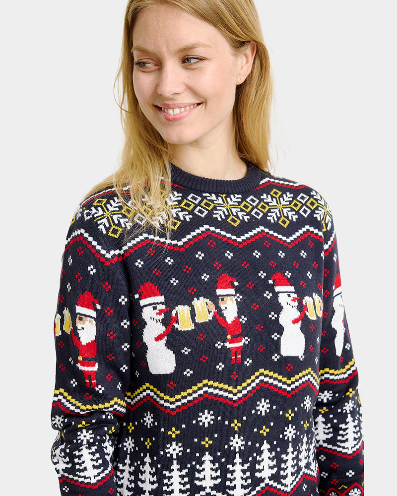 Women Couples Christmas Jumper Cheers Santa