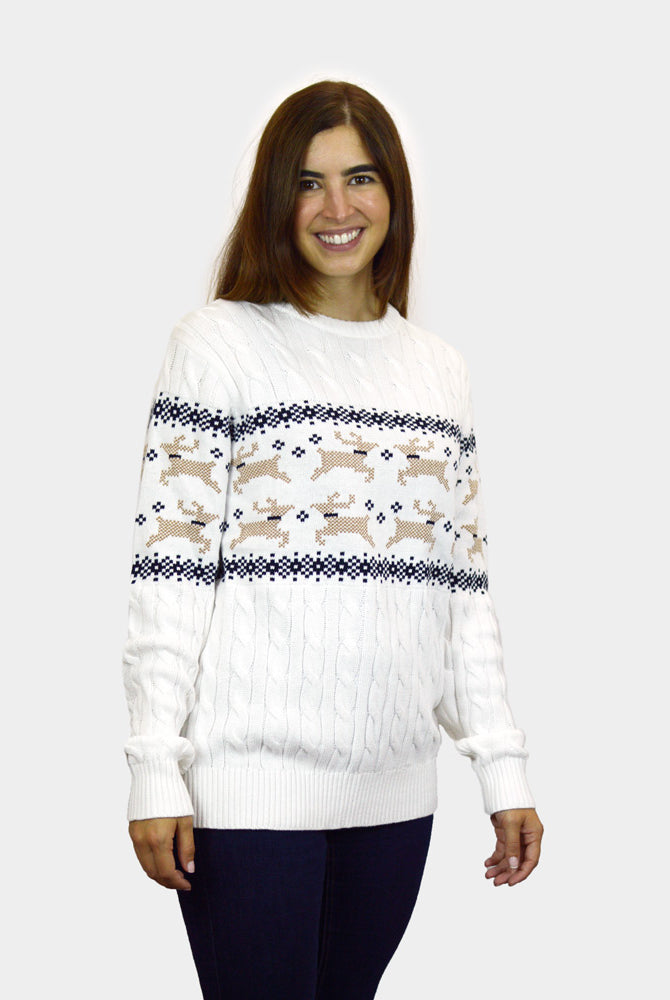 Alaska Classy White Mens Christmas Jumper Womens