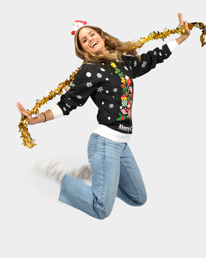 Womens Black Christmas Jumper Merry Christmas Couples