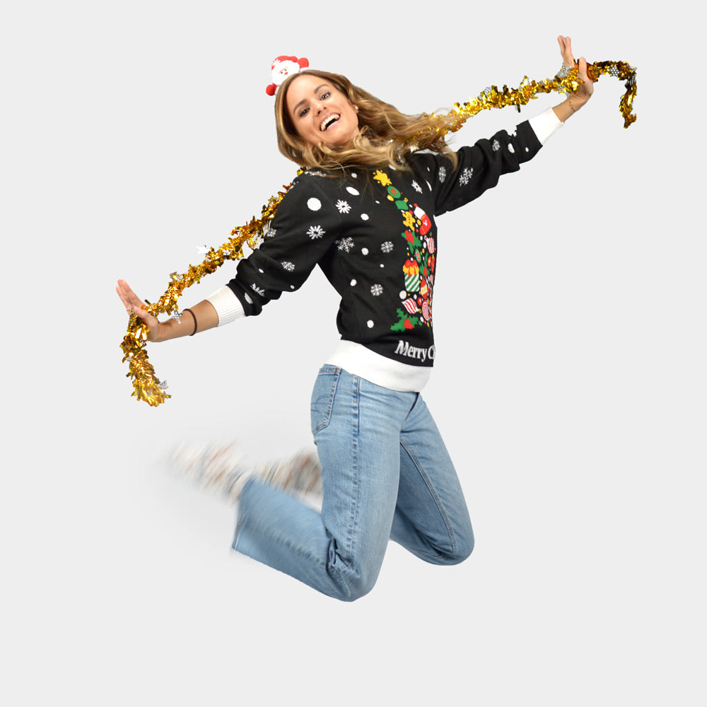 Womens Black Christmas Jumper Merry Christmas Couples