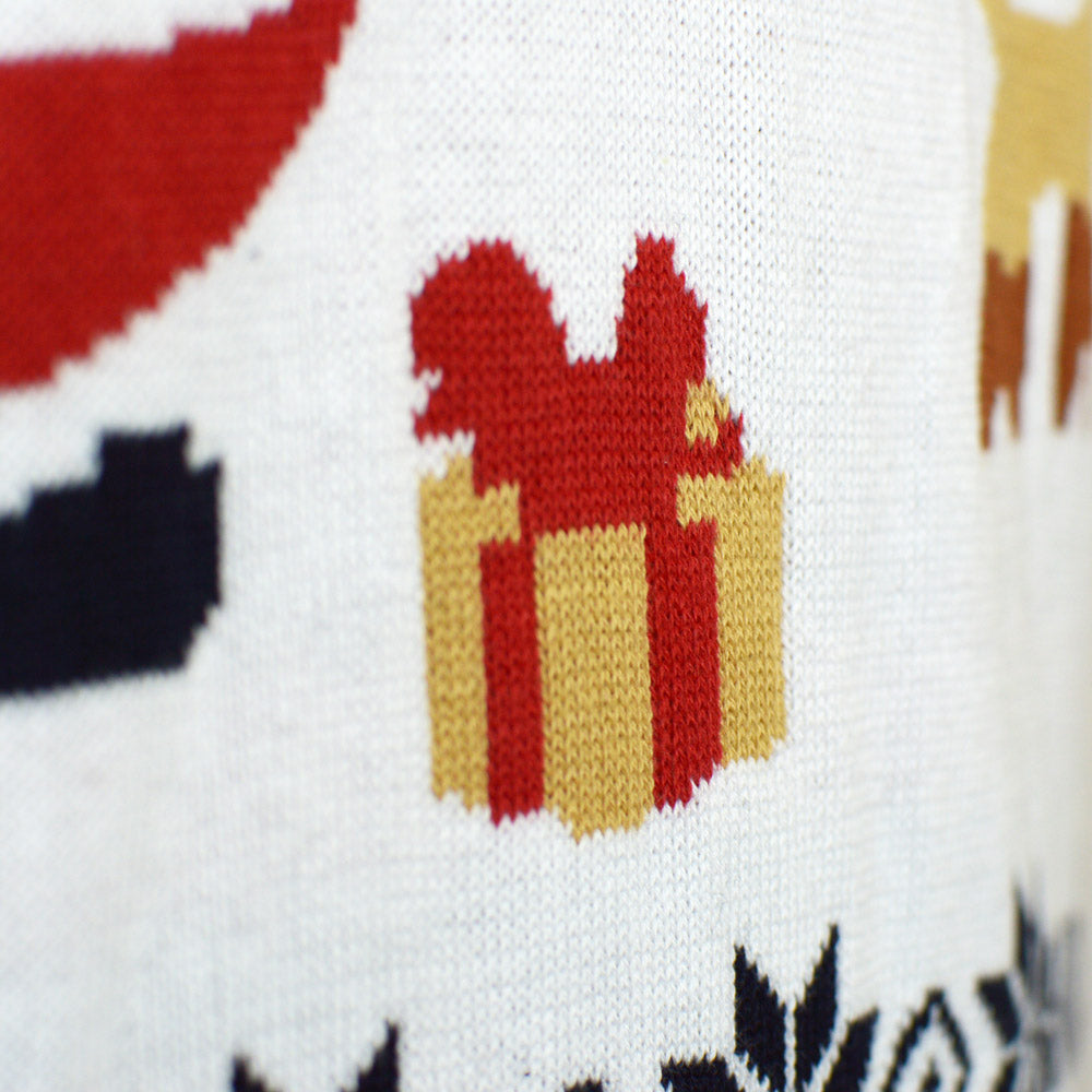 Womens Christmas Jumper Blue Santa and Rudolph