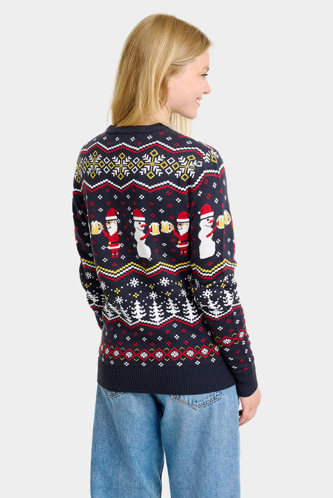 Womens Christmas Jumper Cheers Santa Back