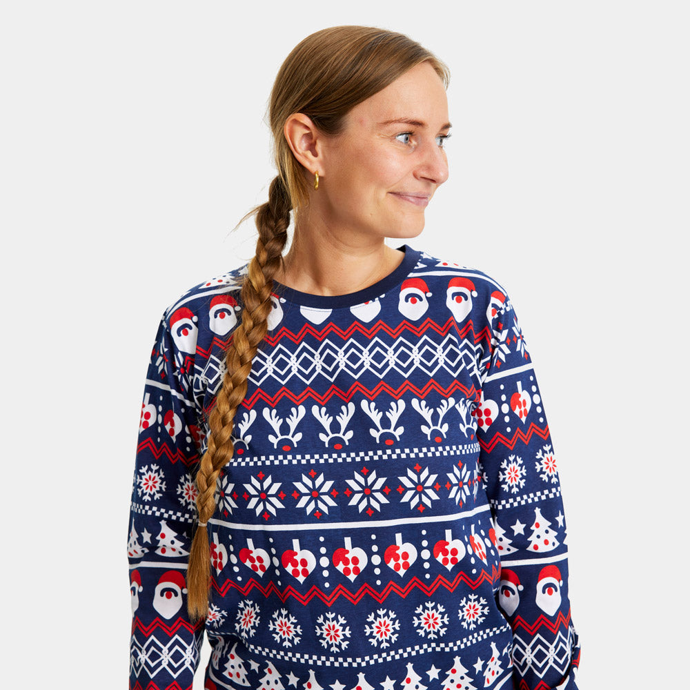 Christmas Pyjama for Family Santa, Reindeers and Hearts Womens