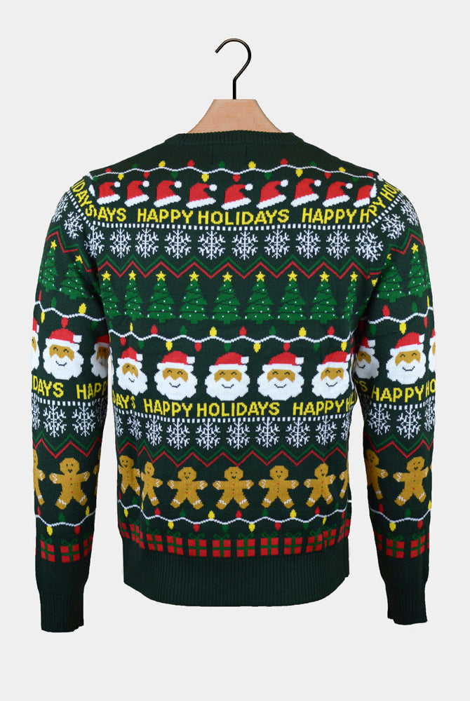 Womens Christmas Jumper Happy Holidays Green