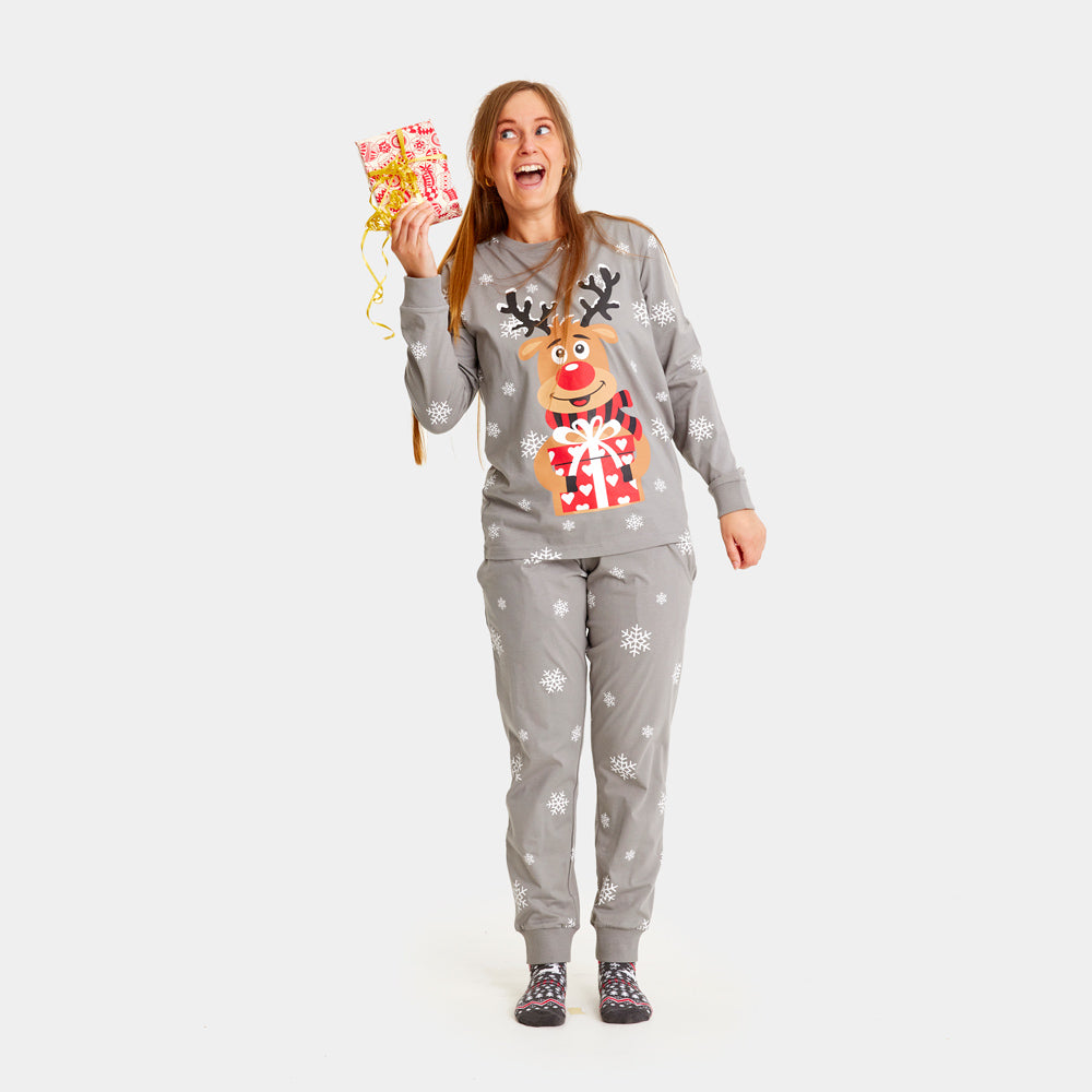 Grey Womens Christmas Pyjama for Family with Rudolph the Reindeer