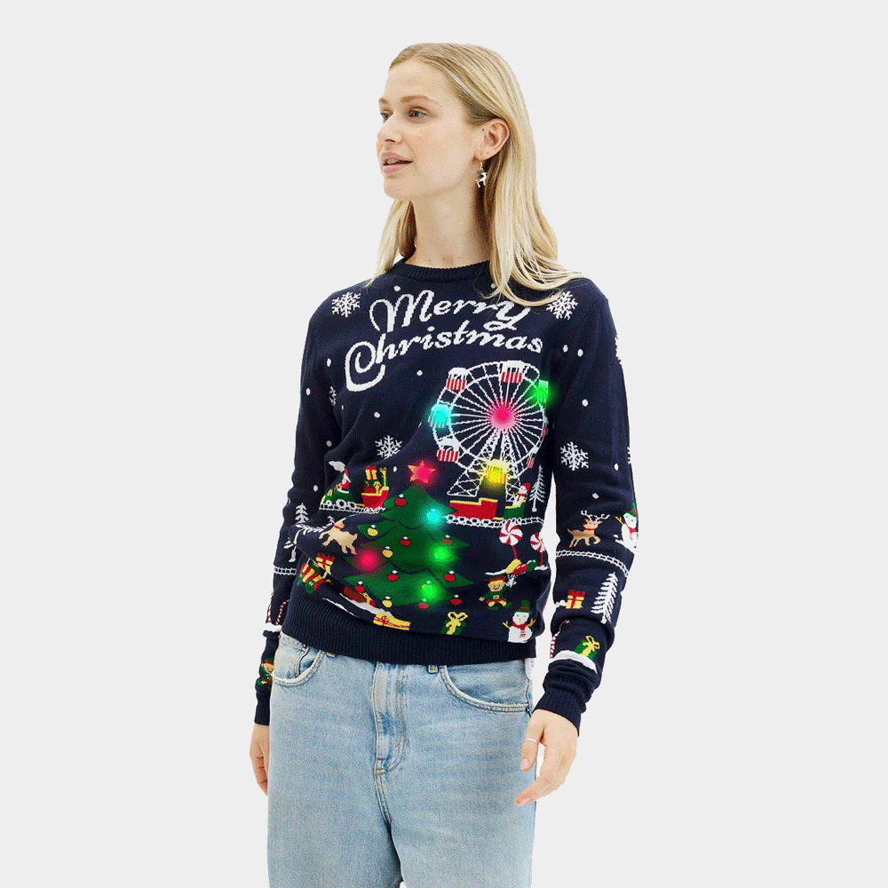 LED light-up Christmas Jumper Winter Wonderland Women's