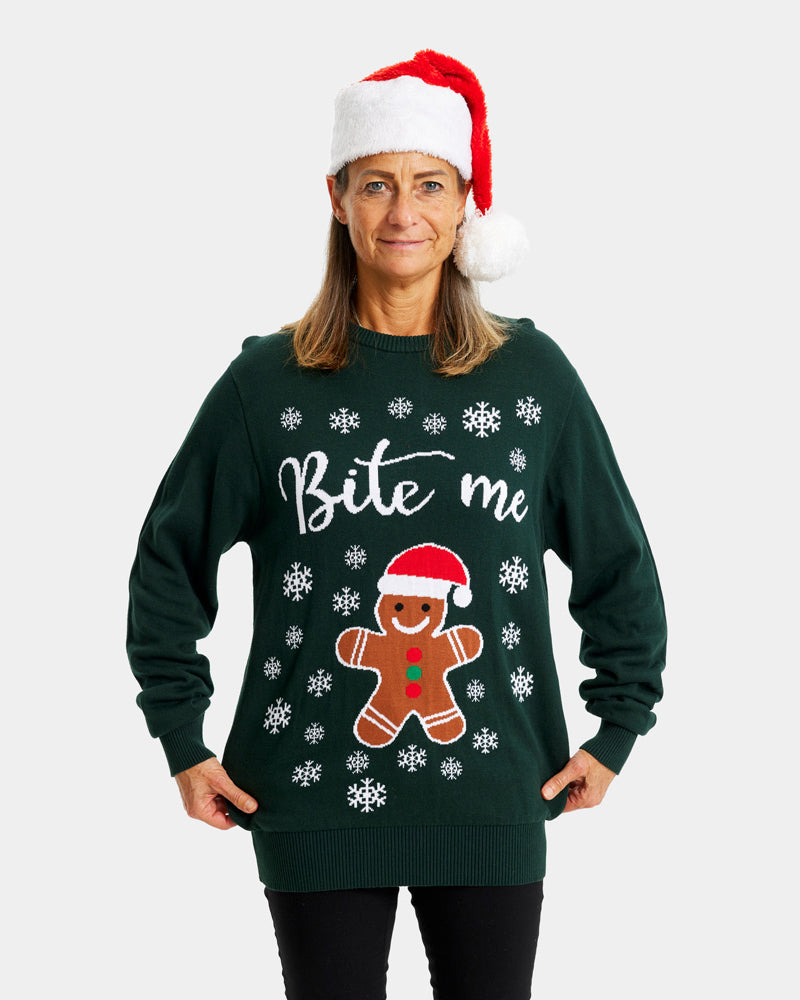 Organic Cotton Family Christmas Jumper Bite Me Womens