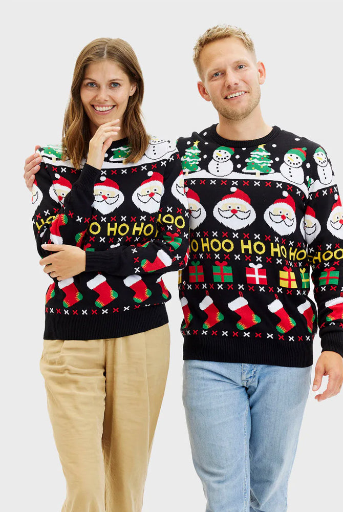 Organic Cotton Mens and Womens Christmas Jumper Santa Gifts Snowmen