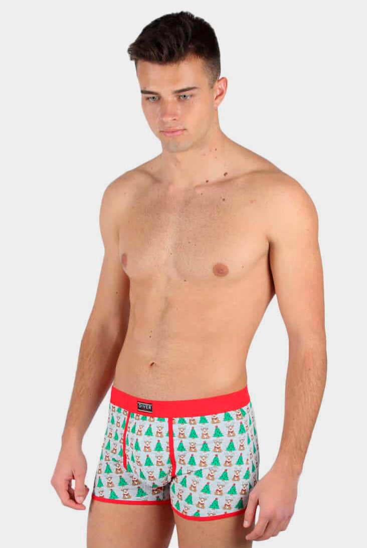 Christmas Boxer with Reindeers and Christmas Trees Mens