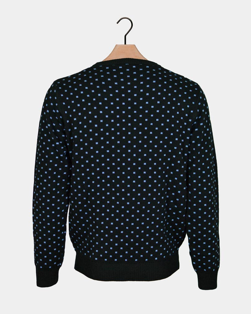 Blue 3D Family Christmas Jumper Reindeer with Red Nosed Back