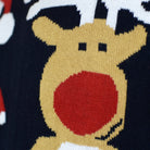 Blue Family Christmas Jumper with Santa and Rudolph Detail