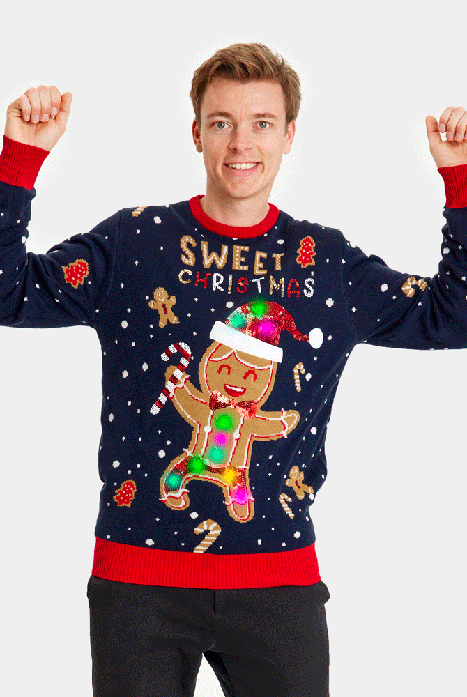 Blue LED light-up Christmas Ginger Cookie Mens