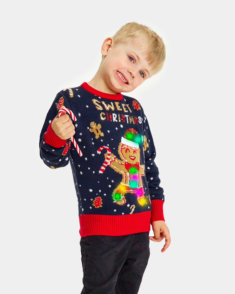 Blue LED light-up Family Christmas Ginger Cookie