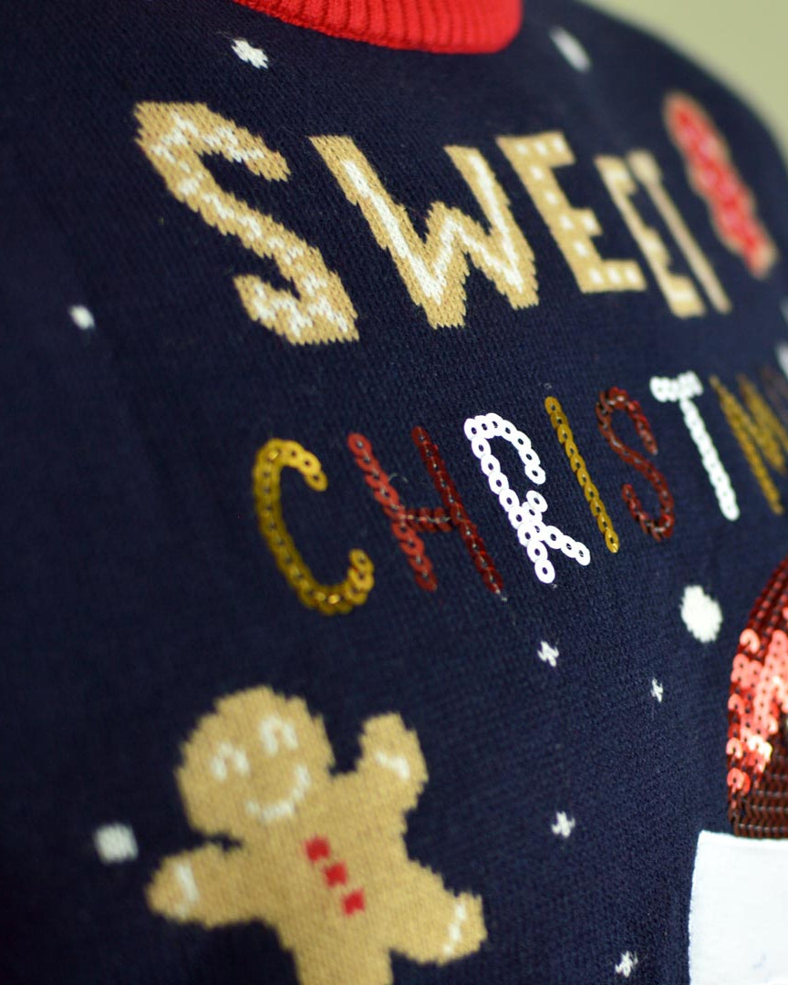 Blue LED light-up Family Christmas Ginger Cookie Detail