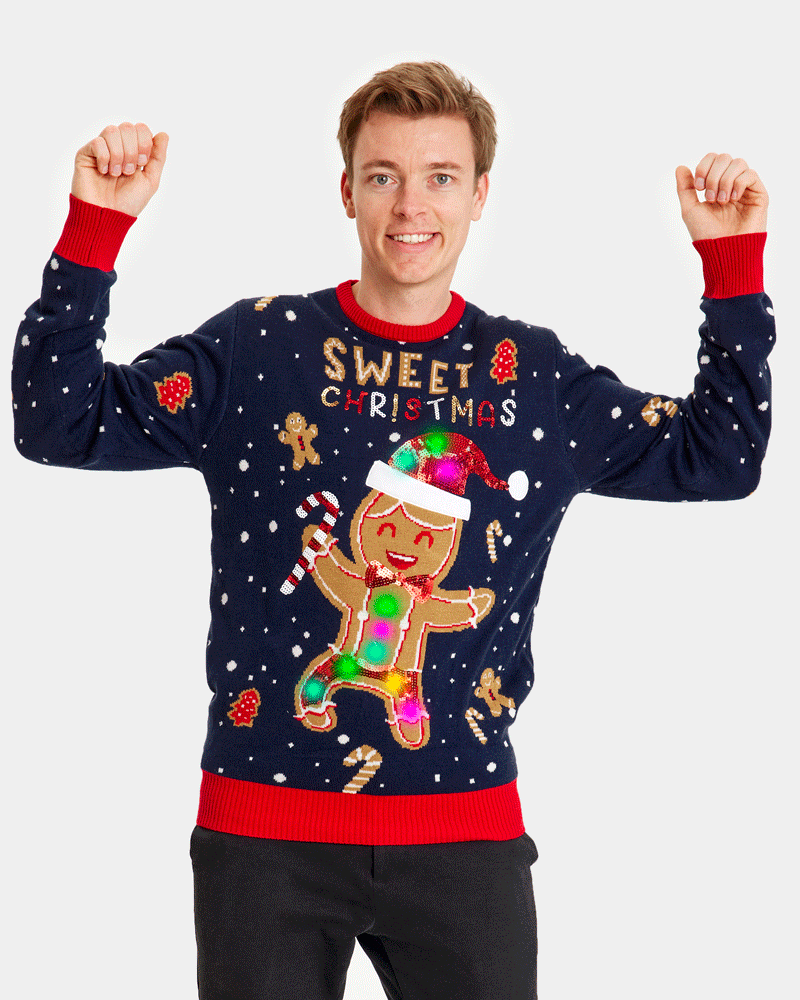 Blue LED light-up Family Christmas Ginger Cookie Mens