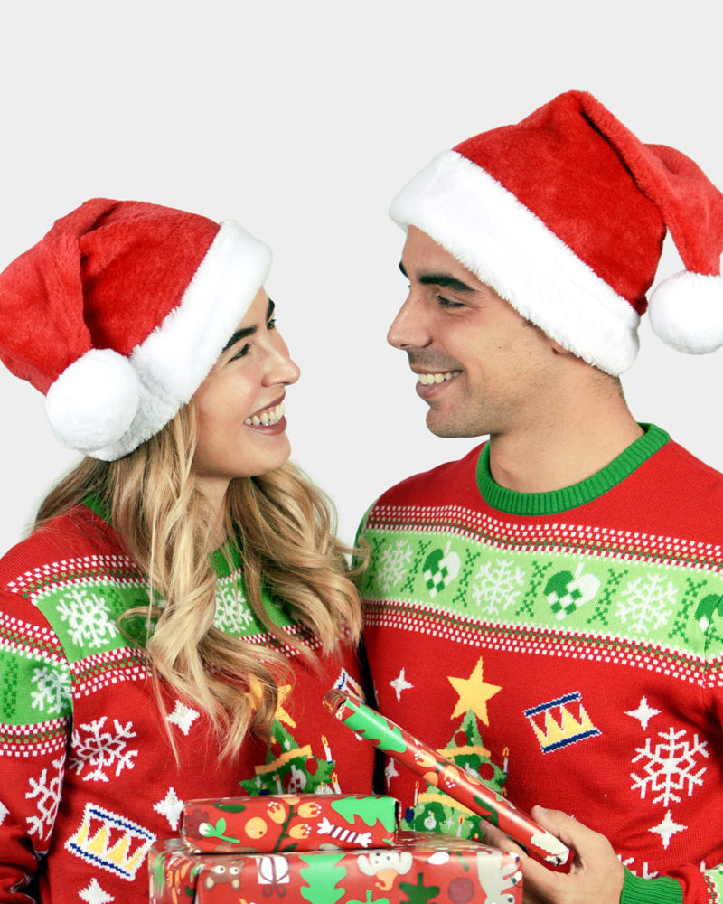 Adults Christmas Deluxe Santa Hat Couple