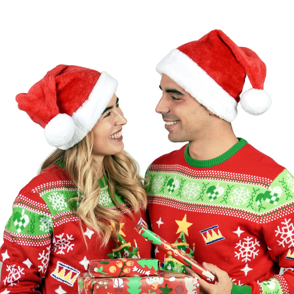 Adults Christmas Deluxe Santa Hat Couple